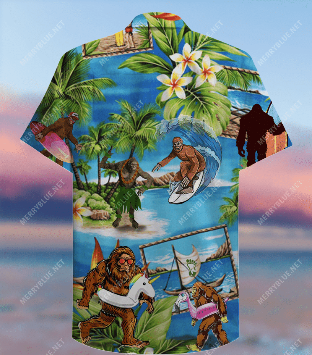 Shop Amazing Bigfoot Unisex Hawaiian Shirt Tropical Aloha Button Up