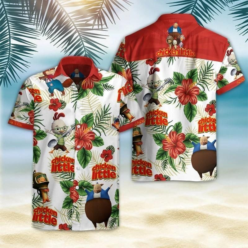 Shop Chicken Little Hawaiian Shirt Tropical Aloha Button Up