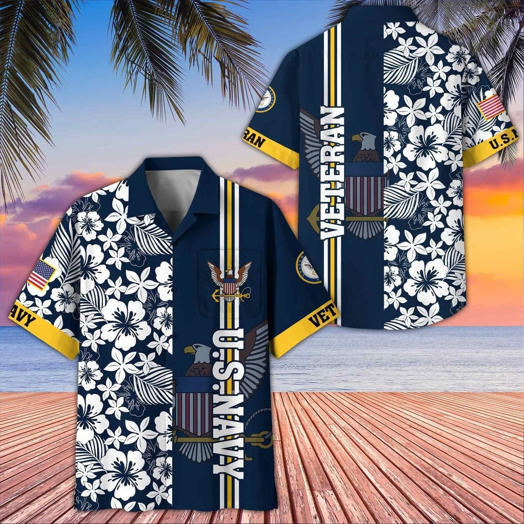 Shop Navy Hawaiian Shirt for Veterans Celebrate Service with Style and Comfort
