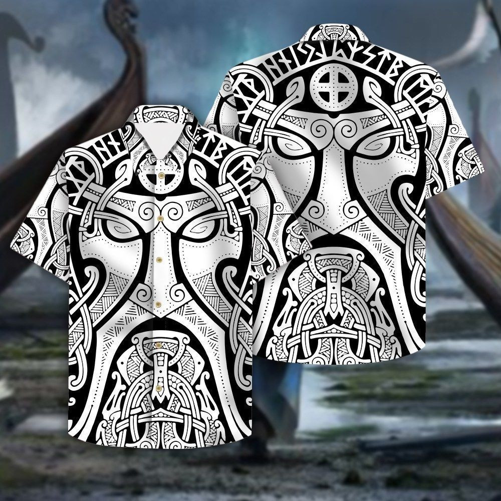 Shop Viking Thor Pattern Hawaiian Shirt Tropical Aloha Button Up
