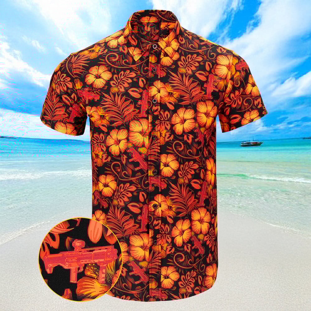Shotgun Safari Red Hawaiian Shirt Summer Button Shirts Great Gifts For Son