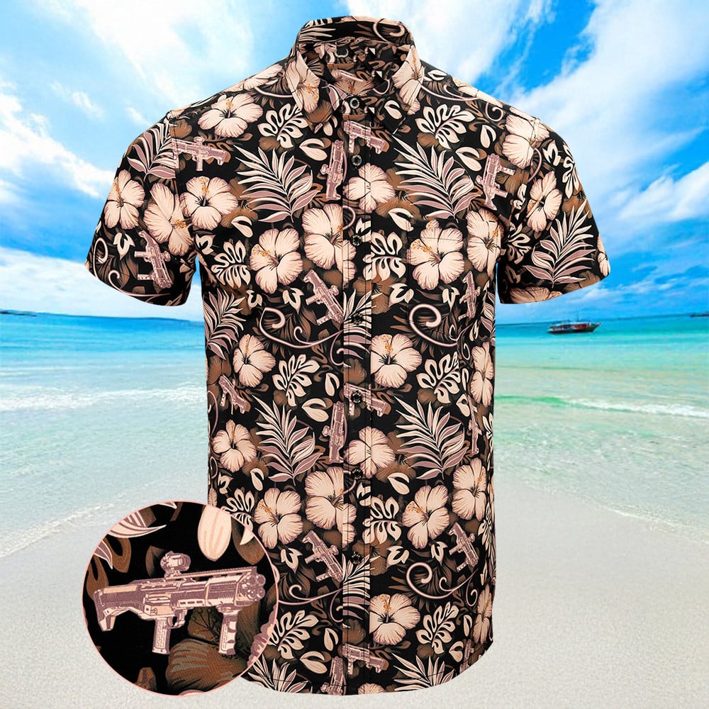 Shotgun Safari Tan Hawaiian Shirt Summer Button Shirts Great Gifts For Husband