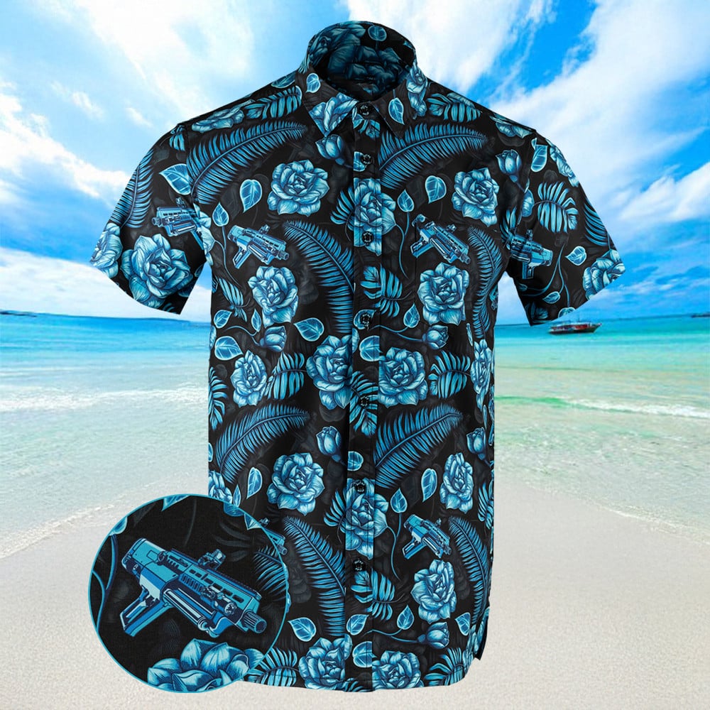 Shotgun Safari V2 Blue Hawaiian Shirt Summer Button Shirts Great Gifts For Him