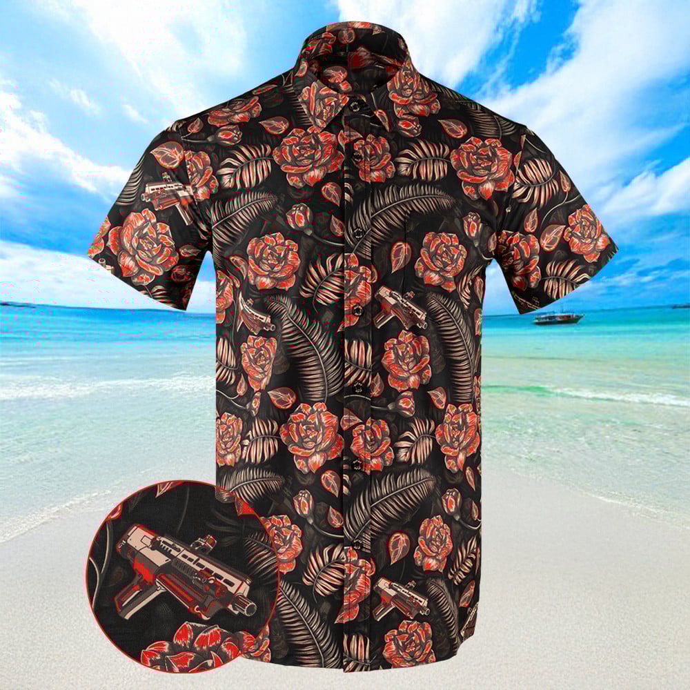 Shotgun Safari V2 Red Black Hawaiian Shirt Summer Button Shirts Great Gifts For Men