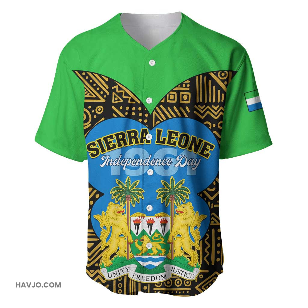 Sierra Leone Independence Day 2024 Happy 63rd Anniversary African Pattern Baseball Jersey