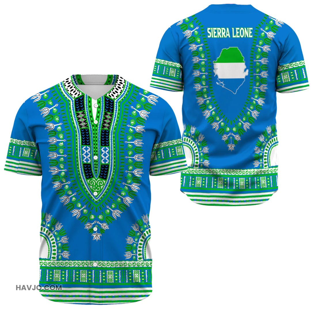 Sierra Leone Traditional Dashiki Baseball Jersey