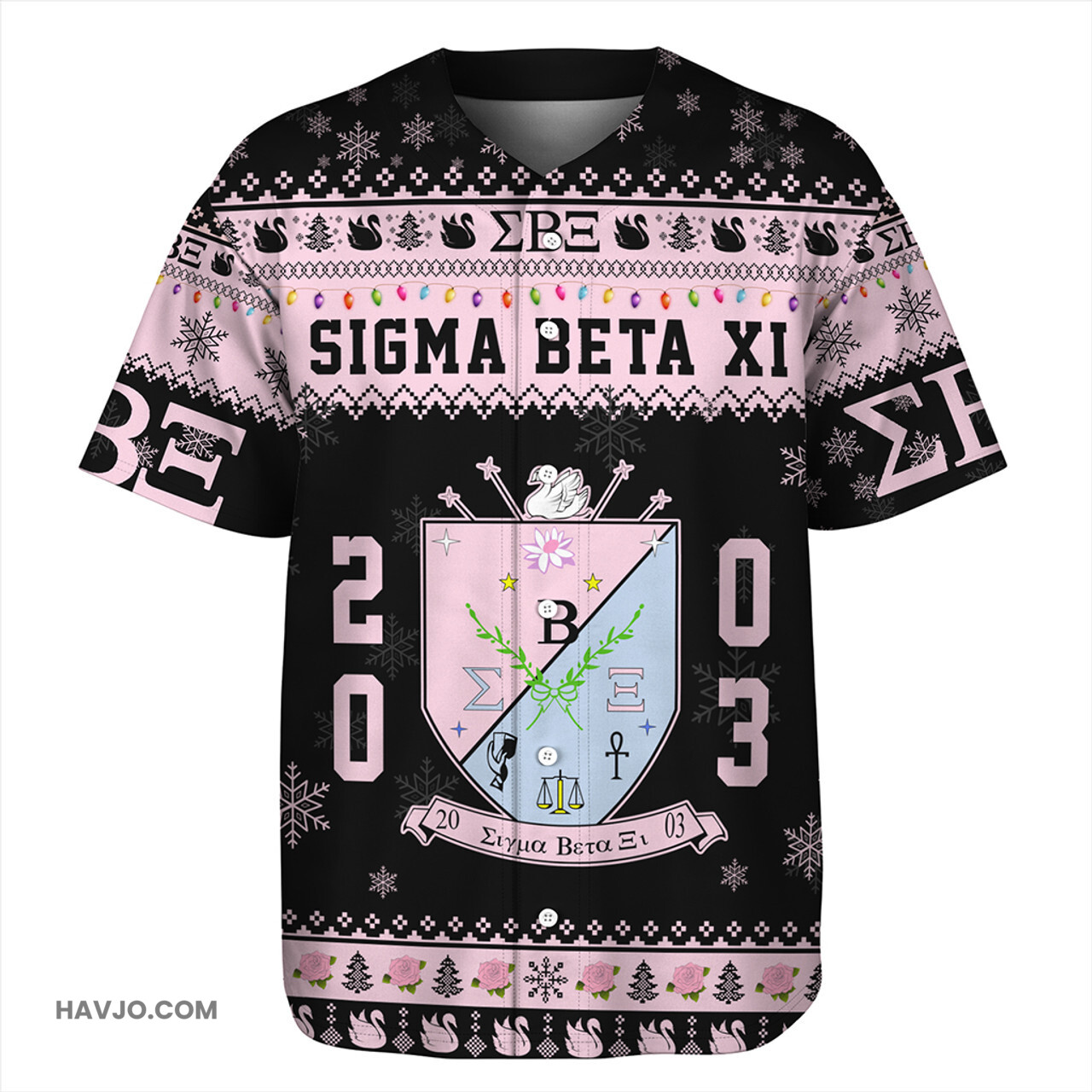Sigma Beta Xi Christmas Style Pattern Baseball Jersey