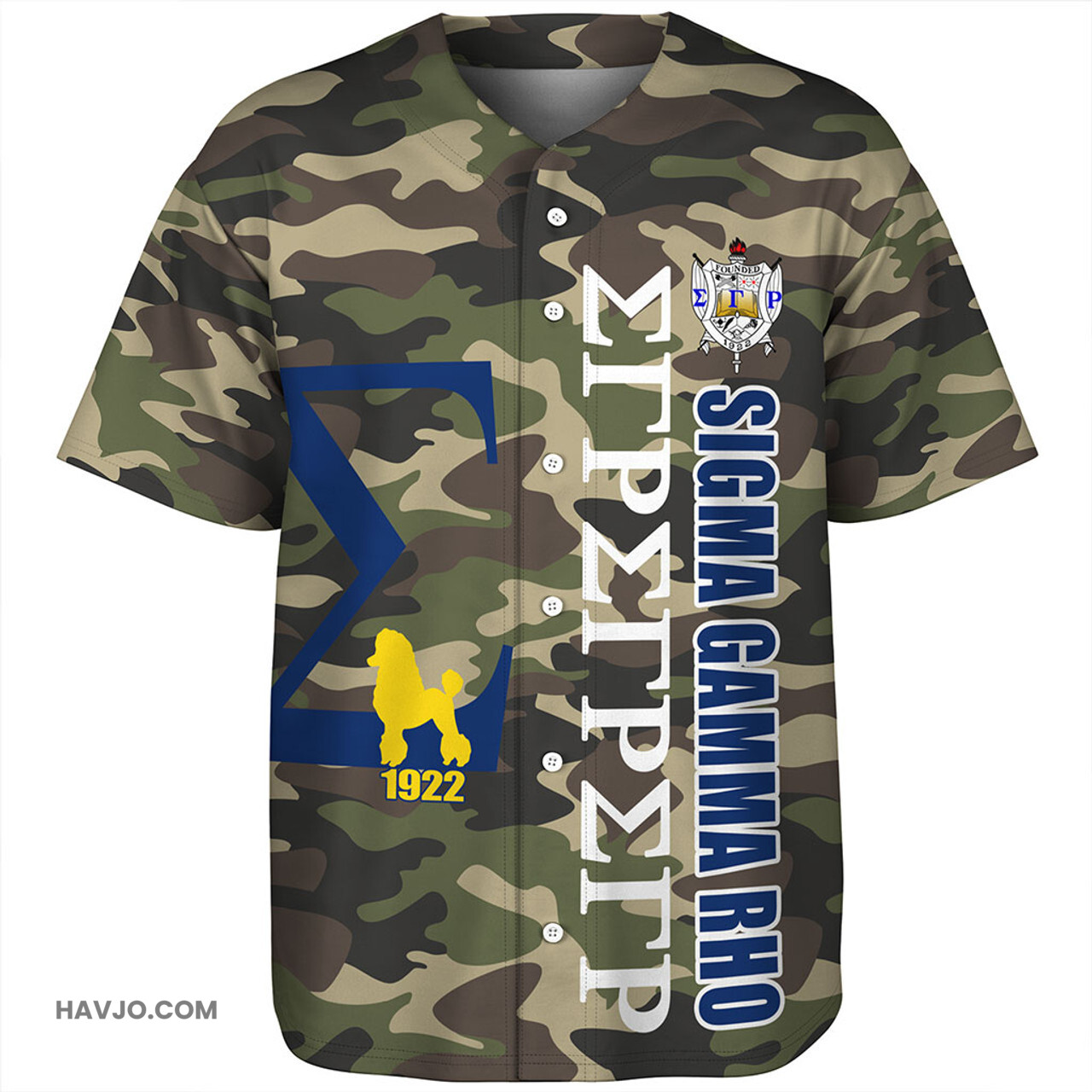 Sigma Gamma Rho Camouflage Style Greek Baseball Jersey