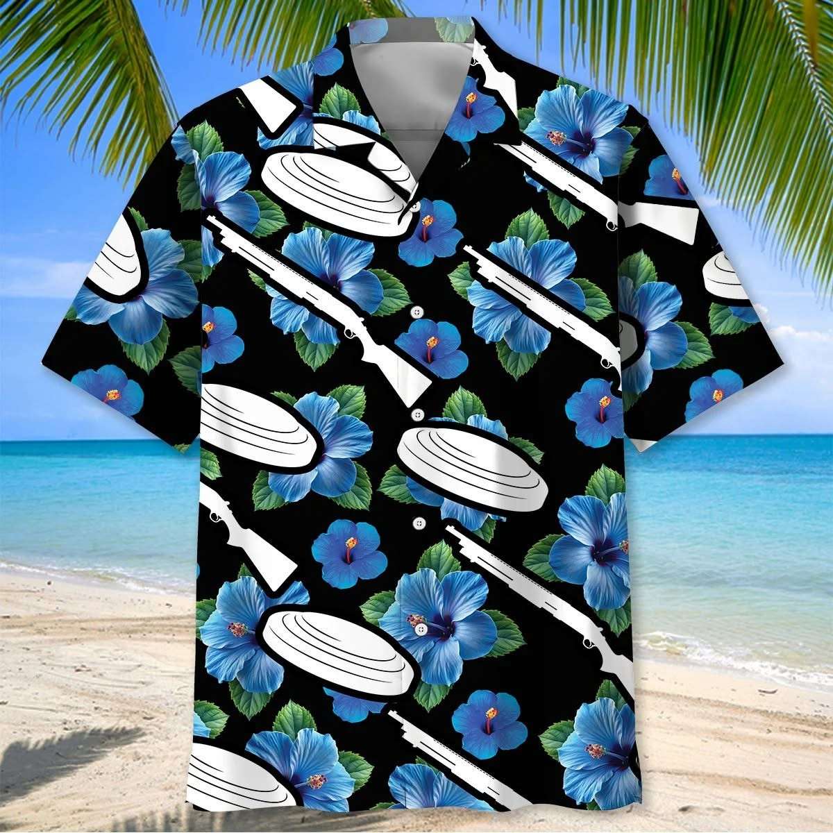 Skeet Shooting Hawaiian Shirt Men's Hibiscus Aloha Shirt Clay Skeet Shooting Lover Gifts