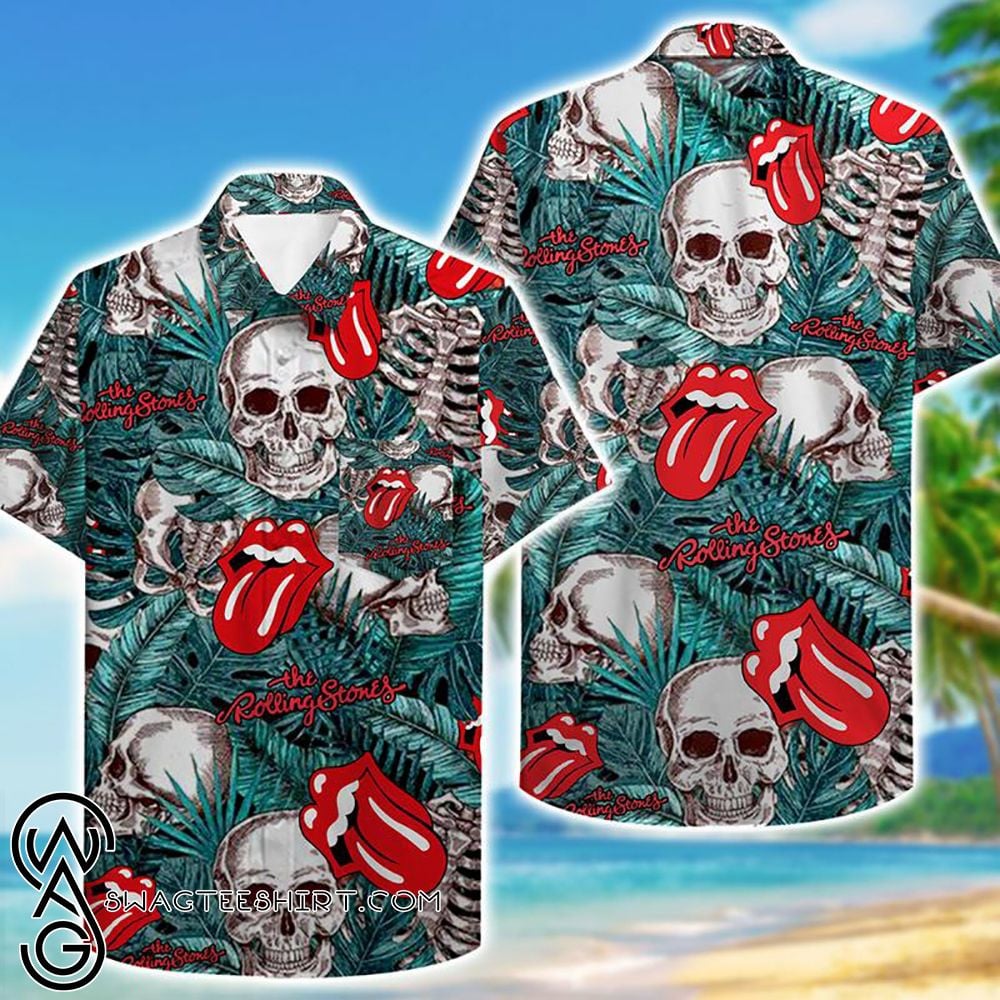 Skull And The Rolling Stones Hawaiian Shirt Tropical Aloha Button Up