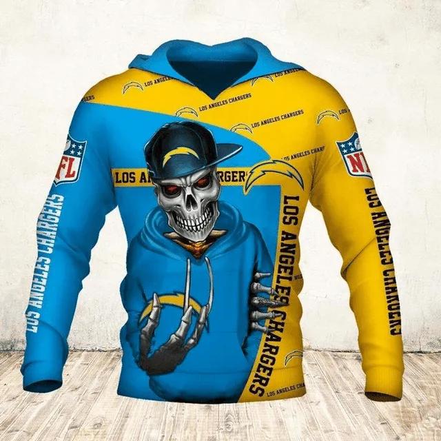 Skull Death Hold Logo Los Angeles Chargers NFL 3D All Over Print Hoodie