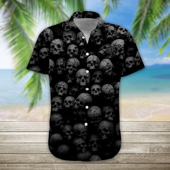 Skull Hawaiian Shirt Mens Gothic Button Up Shirt Gift Ideas For Skull Lovers