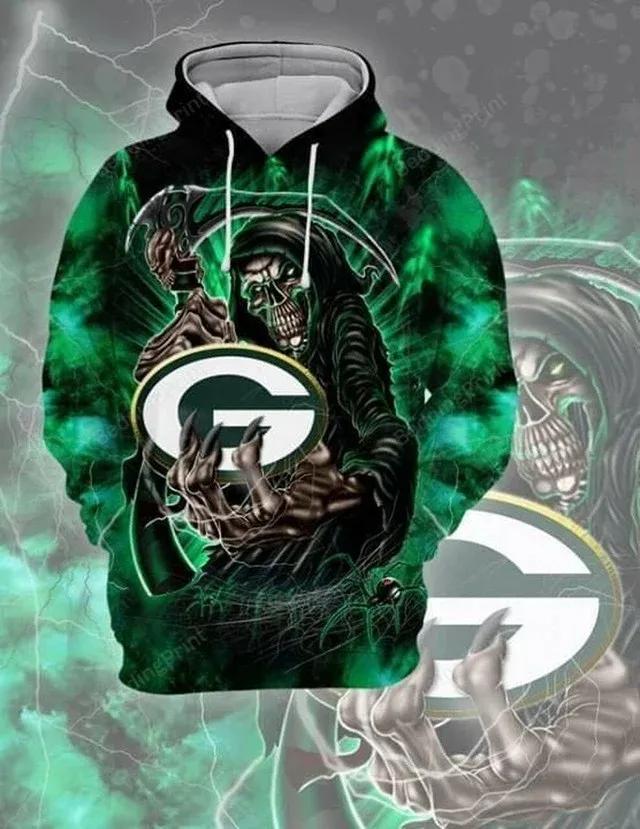 Skull Hold Logo Green Bay Packers NFL 3D All Over Print Hoodie