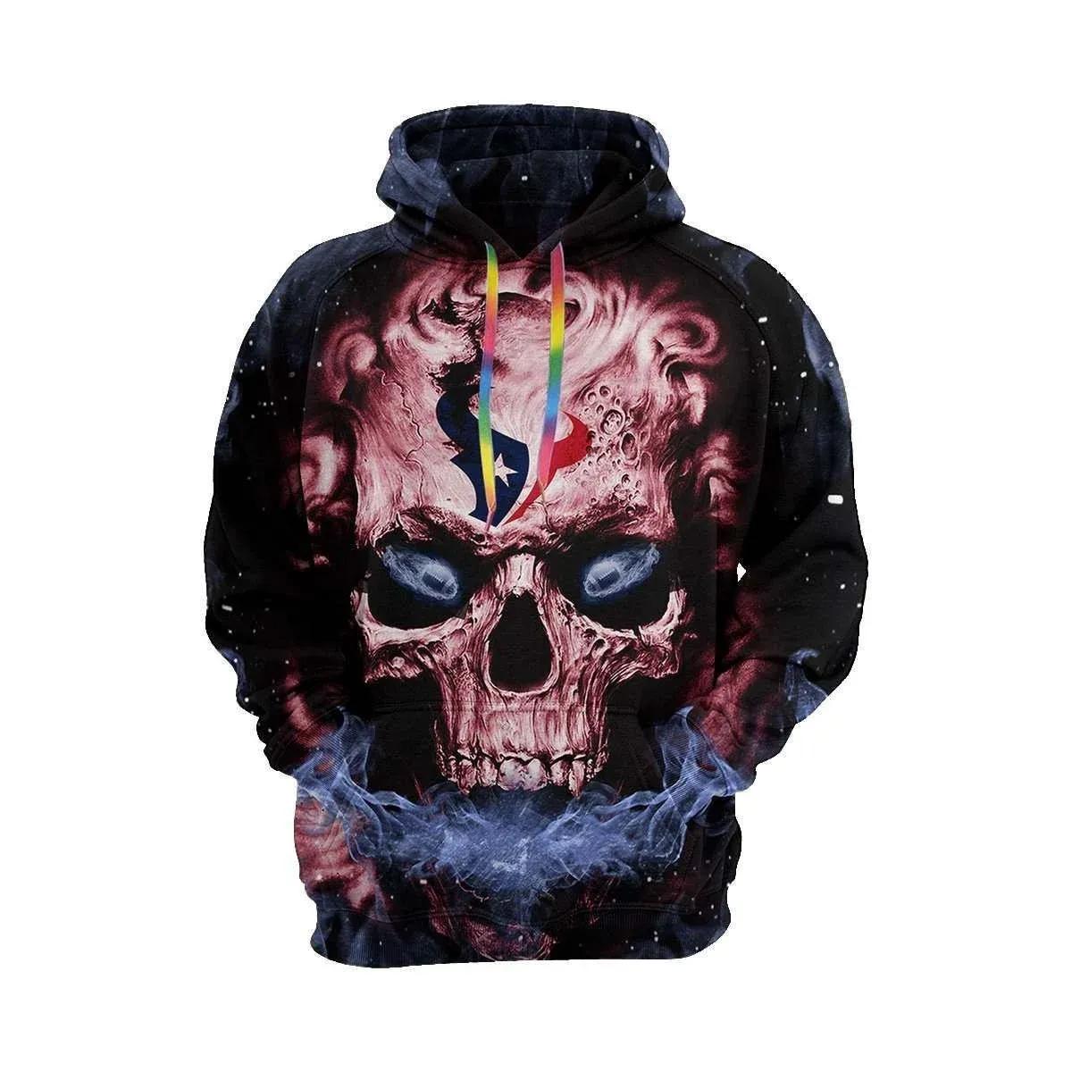 Skull Houston Texans Smoke NFL 3D All Over Print Hoodie