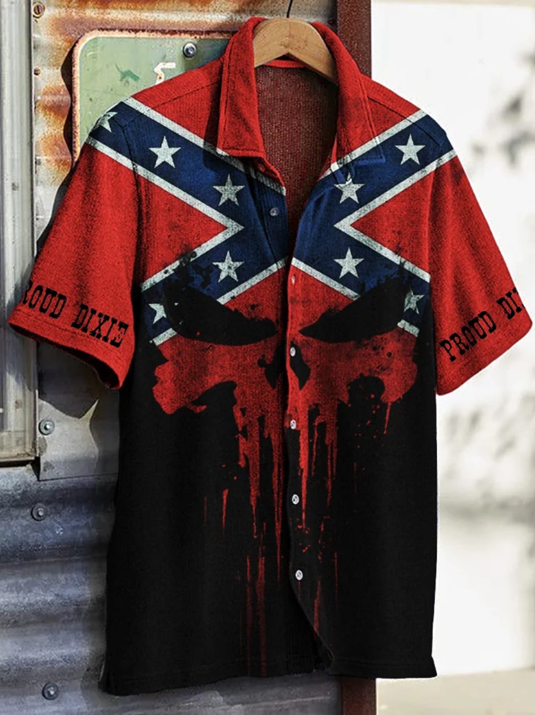 Skull Old Dixie Hawaiian Shirt Proud Southern Shirt Lynyrd Skynyrd Merch Gifts For Son