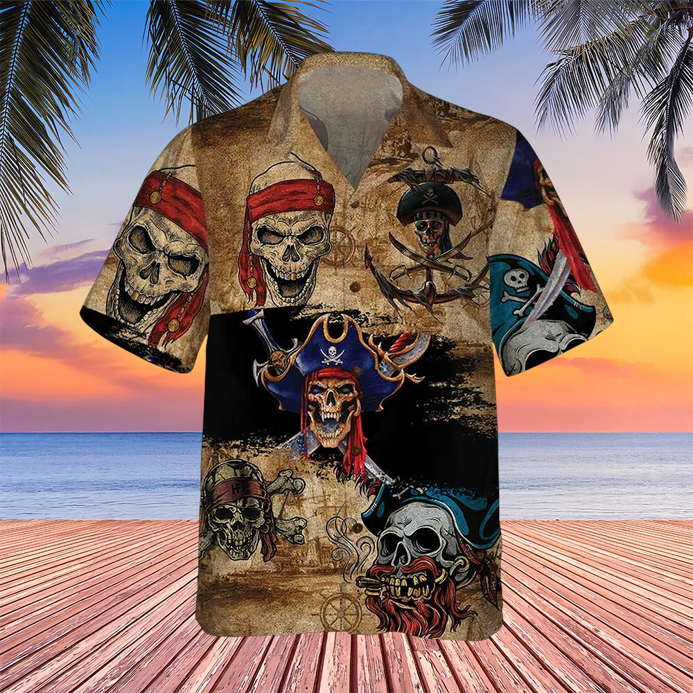 Skull Pirate Hawaiian Shirt Cool Skull Pirate Aloha Shirt For Sale Gifts For Boyfriend