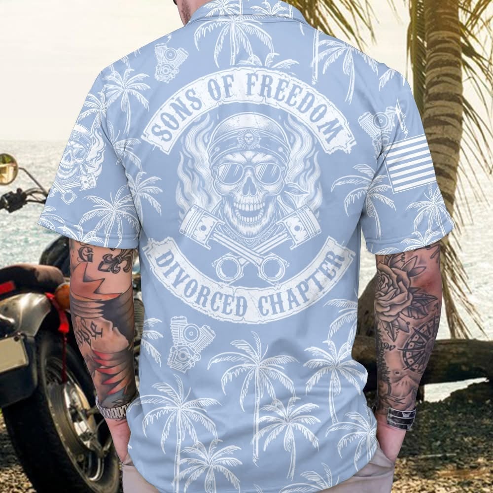 Skull Sons Of Freedom Divorced Chapter Hawaiian Shirt Men's Palm Biker Aloha Shirt Gifts