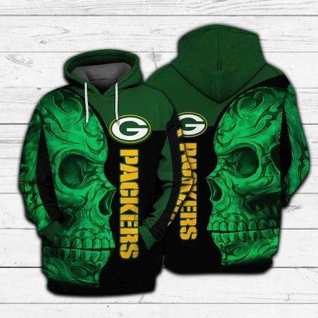 Skullcap Green Bay Packers Gift For Fan NFL 3D All Over Print Hoodie