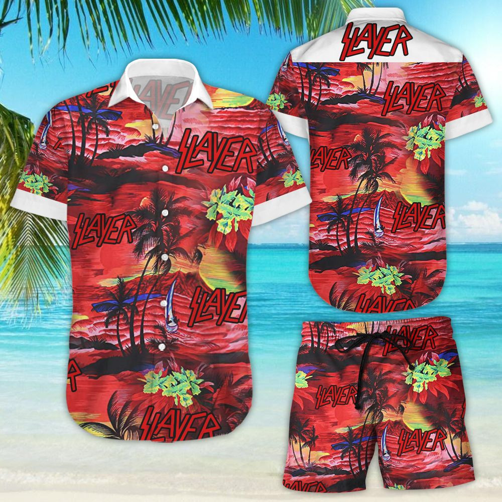 Slayer All Over Printed Hawaiian Shirt Tropical Aloha Button Up