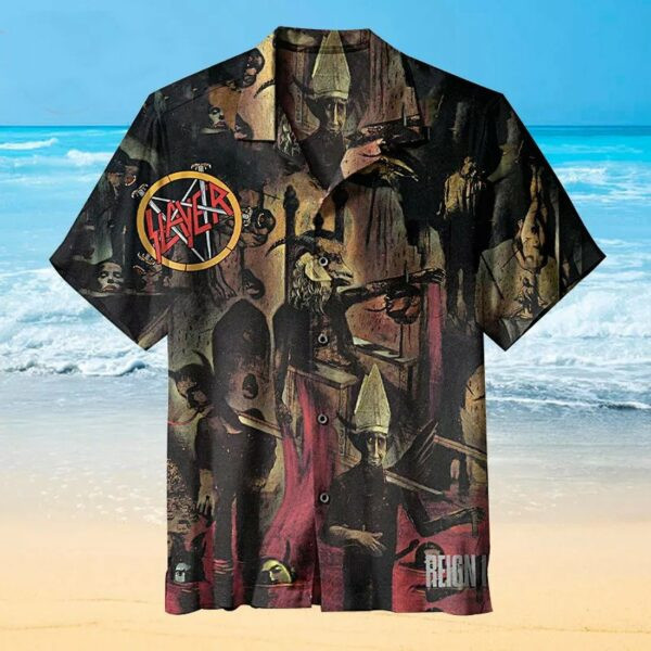 Slayer Angel Of Death Hawaiian Shirt Tropical Aloha Button Up