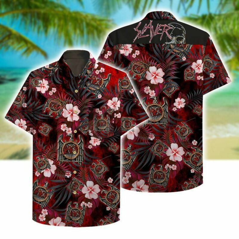 Slayer Hawaiian Graphic Hawaiian Shirt Tropical Aloha Button Up
