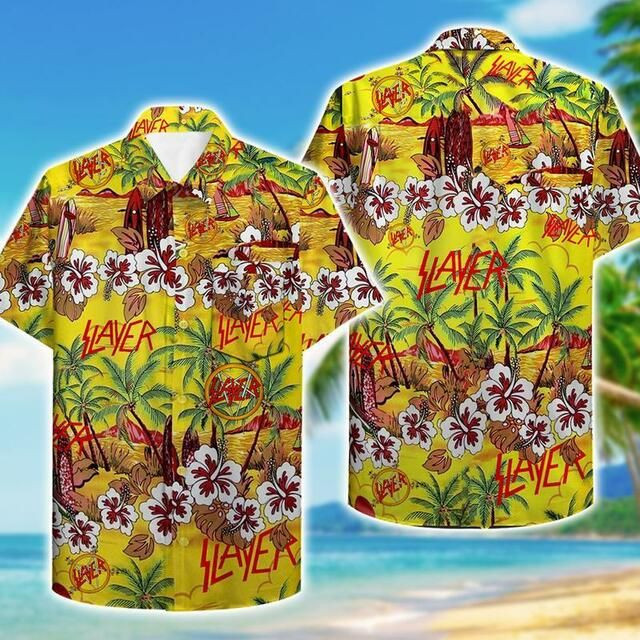 Slayer Hawaiian Ii Hawaiian Shirt Tropical Aloha Button Up