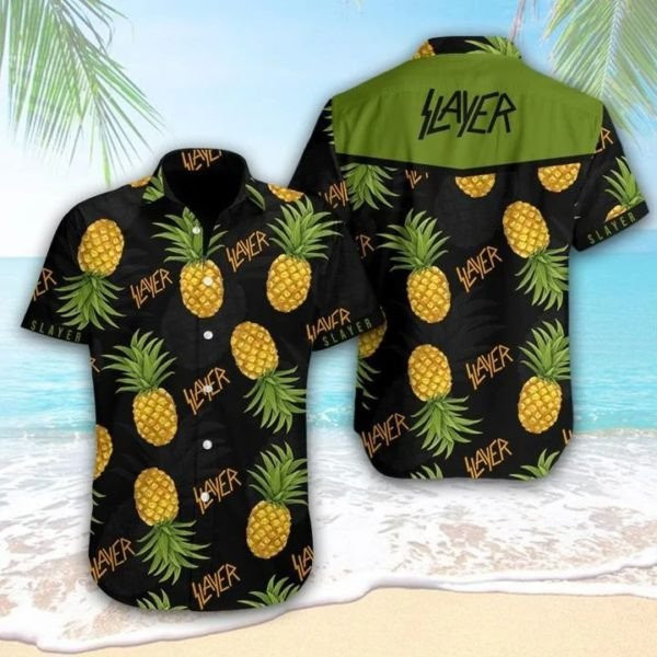 Slayer Music Band Summer Hawaiian Shirt Tropical Aloha Button Up