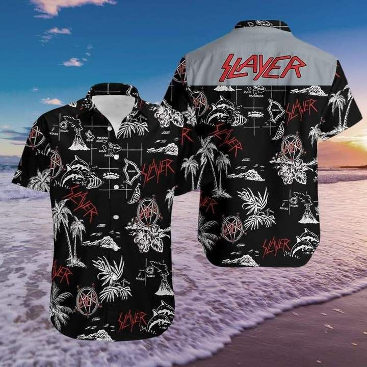 Slayer Rock Band Music Aloha Hawaiian Shirt Tropical Aloha Button Up
