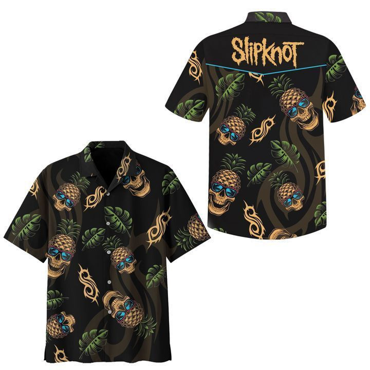 Slipknot Black Hawaiian Shirt Tropical Aloha Button Up
