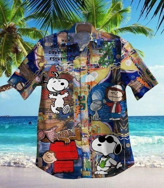 Snoopy Hawaiian Shirt Tropical Aloha Button Up