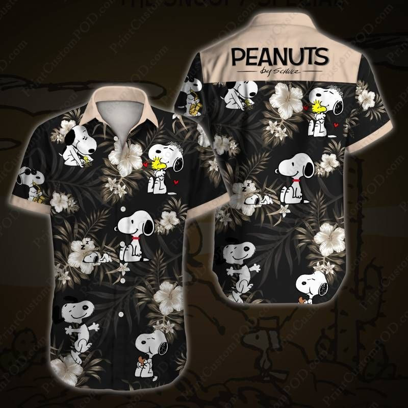 Snoopy Hawaiian Shirt Tropical Aloha Button Up