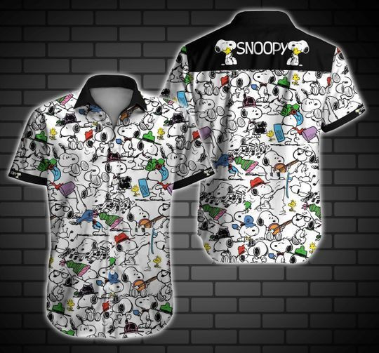 Snoopy Hawaiian Shirt Tropical Aloha Button Up