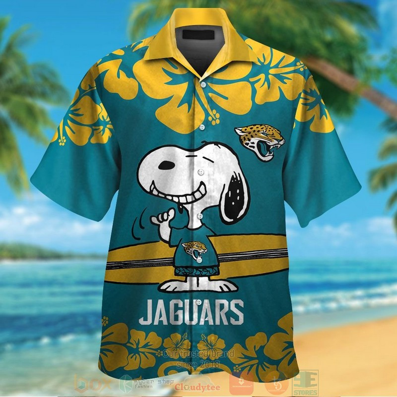 Snoopy Jacksonville Jaguars Hawaiian Shirt Tropical Aloha Button Up
