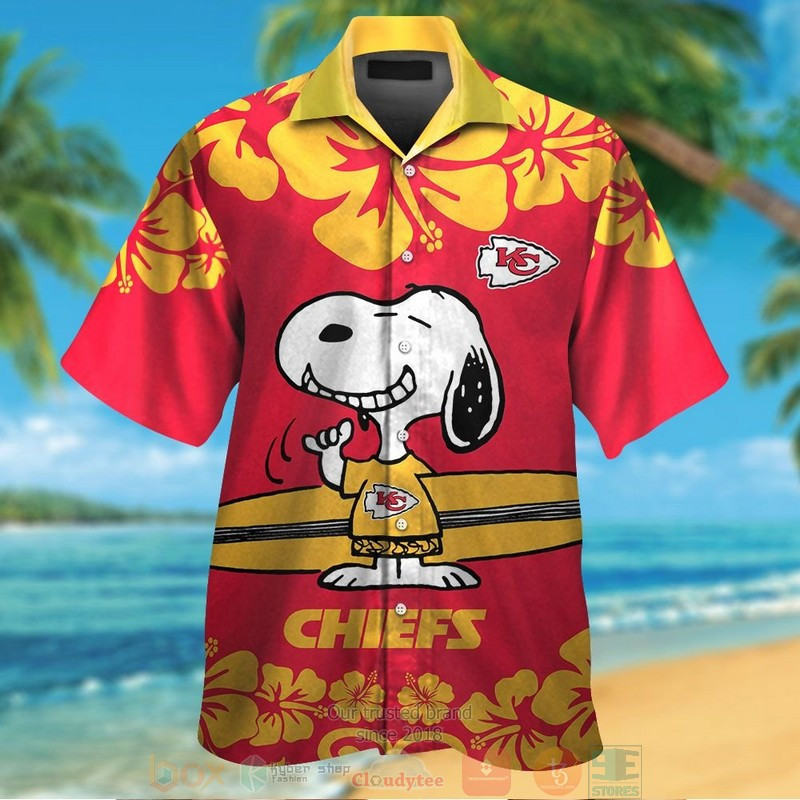 Snoopy Kansas City Chiefs Hawaiian Shirt Tropical Aloha Button Up