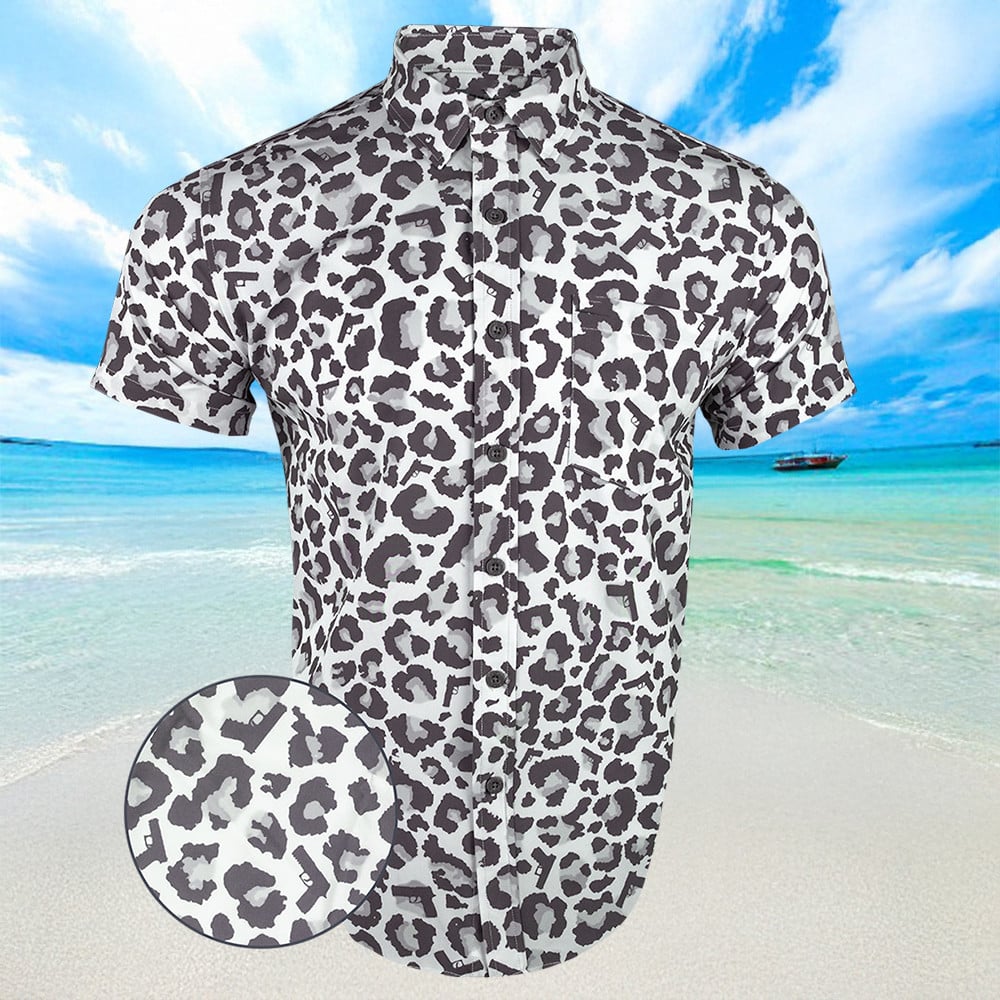 Snow Leopard Hawaiian Shirt Mens Button Down Summer Shirts Gifts For Son