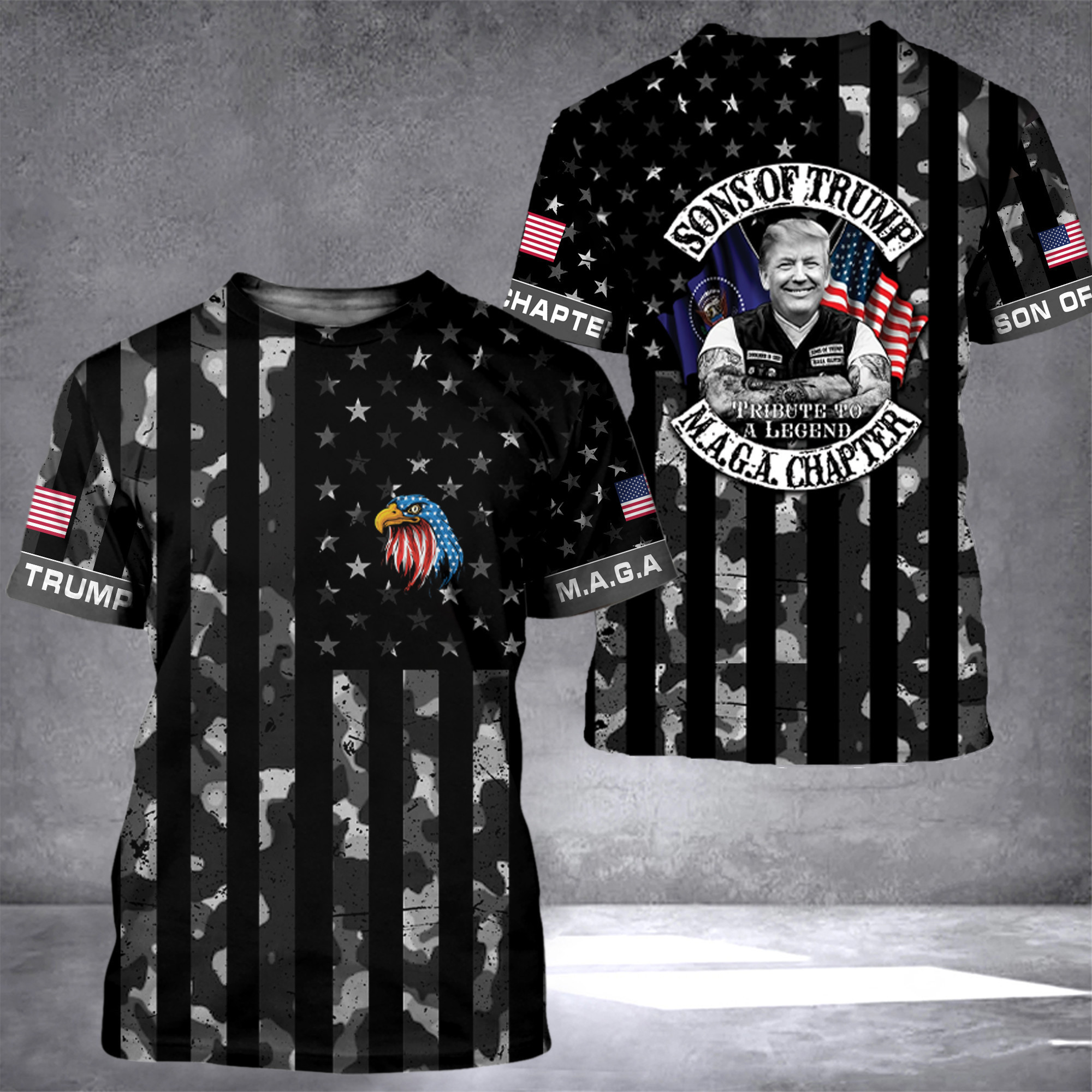 Alternative view of Son Of Trump 2024 MAGA Chapter Hawaiian Shirt Eagle Donald Trump Button Up Shirt