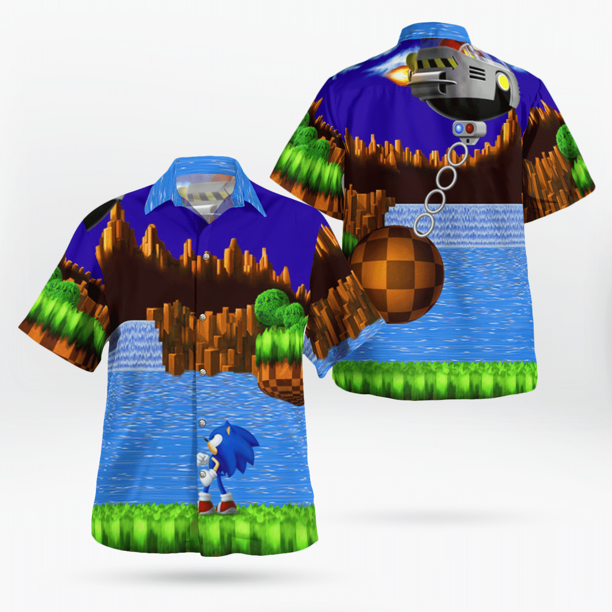 Sonic Nes Game Hawaiian Shirt Tropical Aloha Button Up