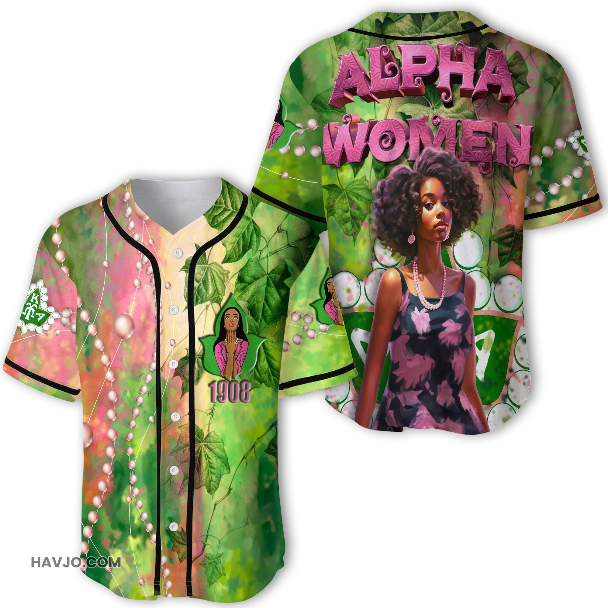 Sorority AKA Pearl & Alpha Women Style Baseball Jersey