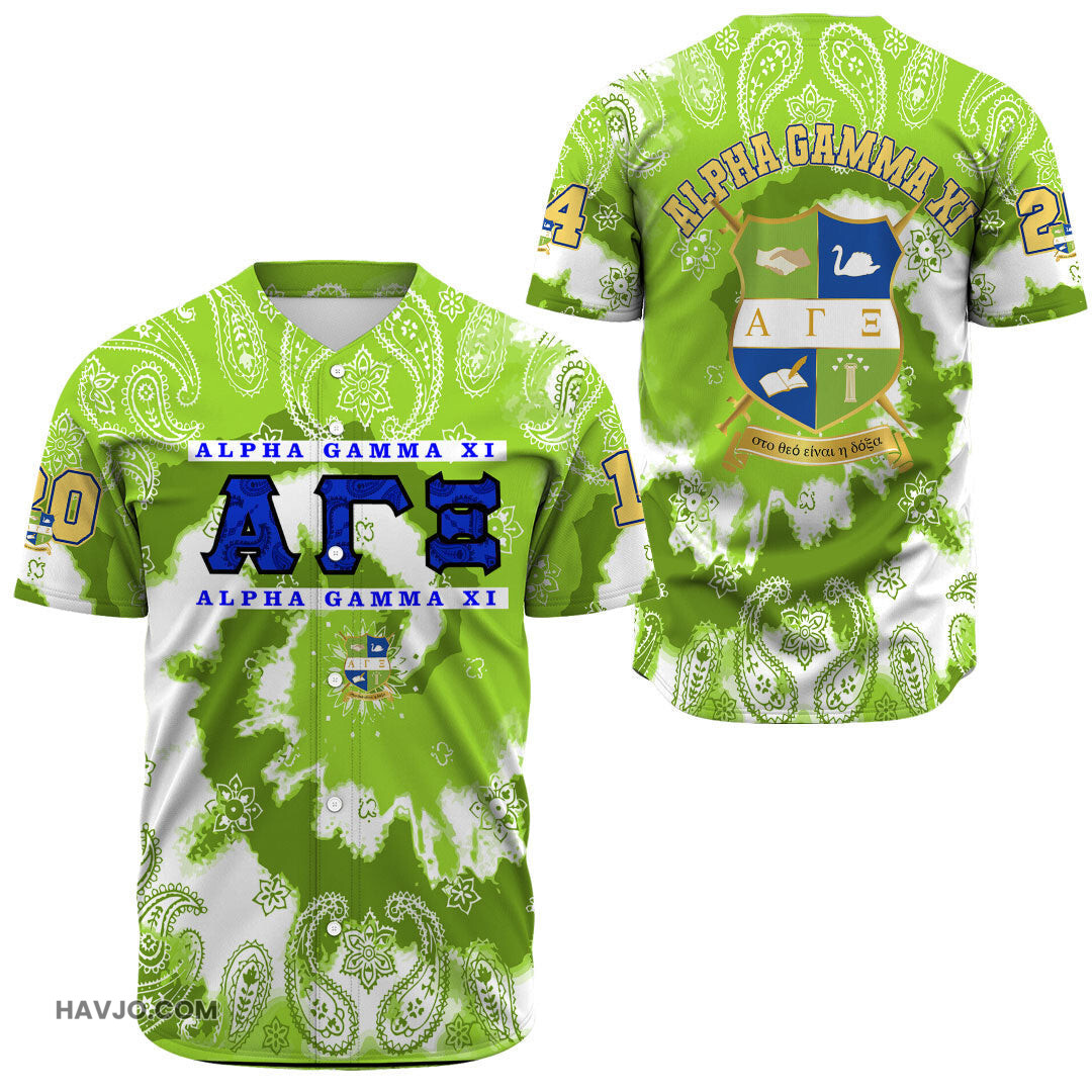 Sorority Alpha Gamma Xi Paisley Bandana Tie Dye Style Baseball Jersey