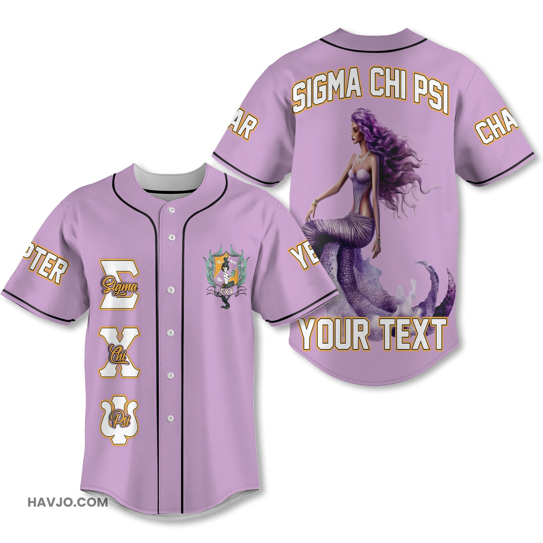 Sorority Custom Sigma Chi Psi Mermaid Style Baseball Jersey