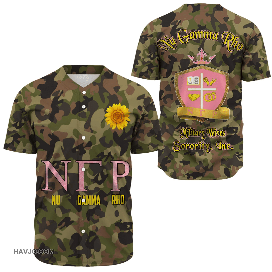 Sorority Nu Gamma Rho Camo Baseball Jersey