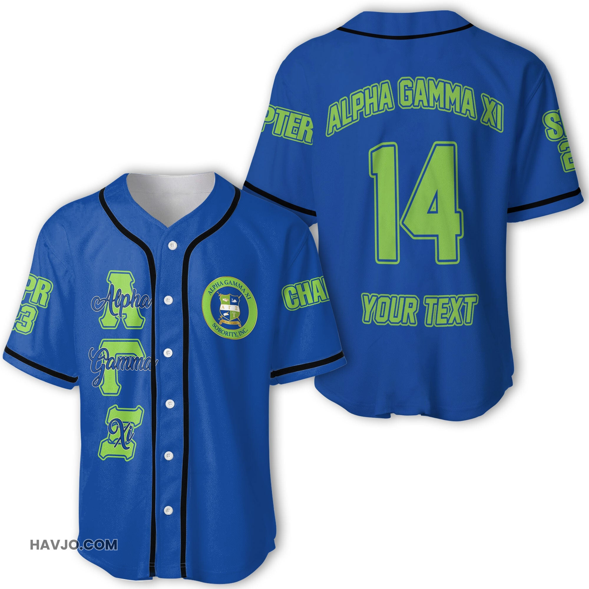 Sorority Personalized Alpha Gamma Xi Original Blue Style Baseball Jersey