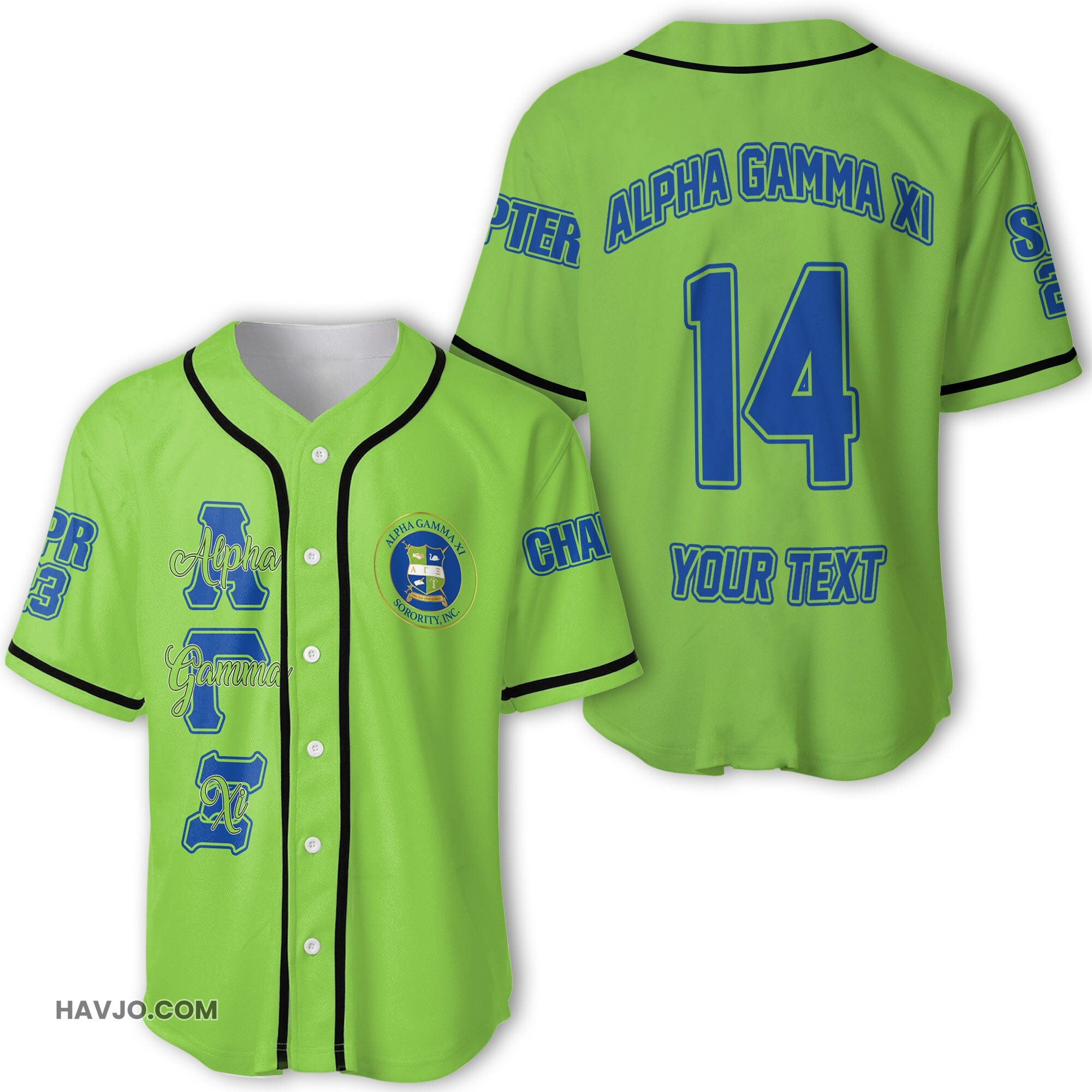 Sorority Personalized Alpha Gamma Xi Original Green Style Baseball Jersey