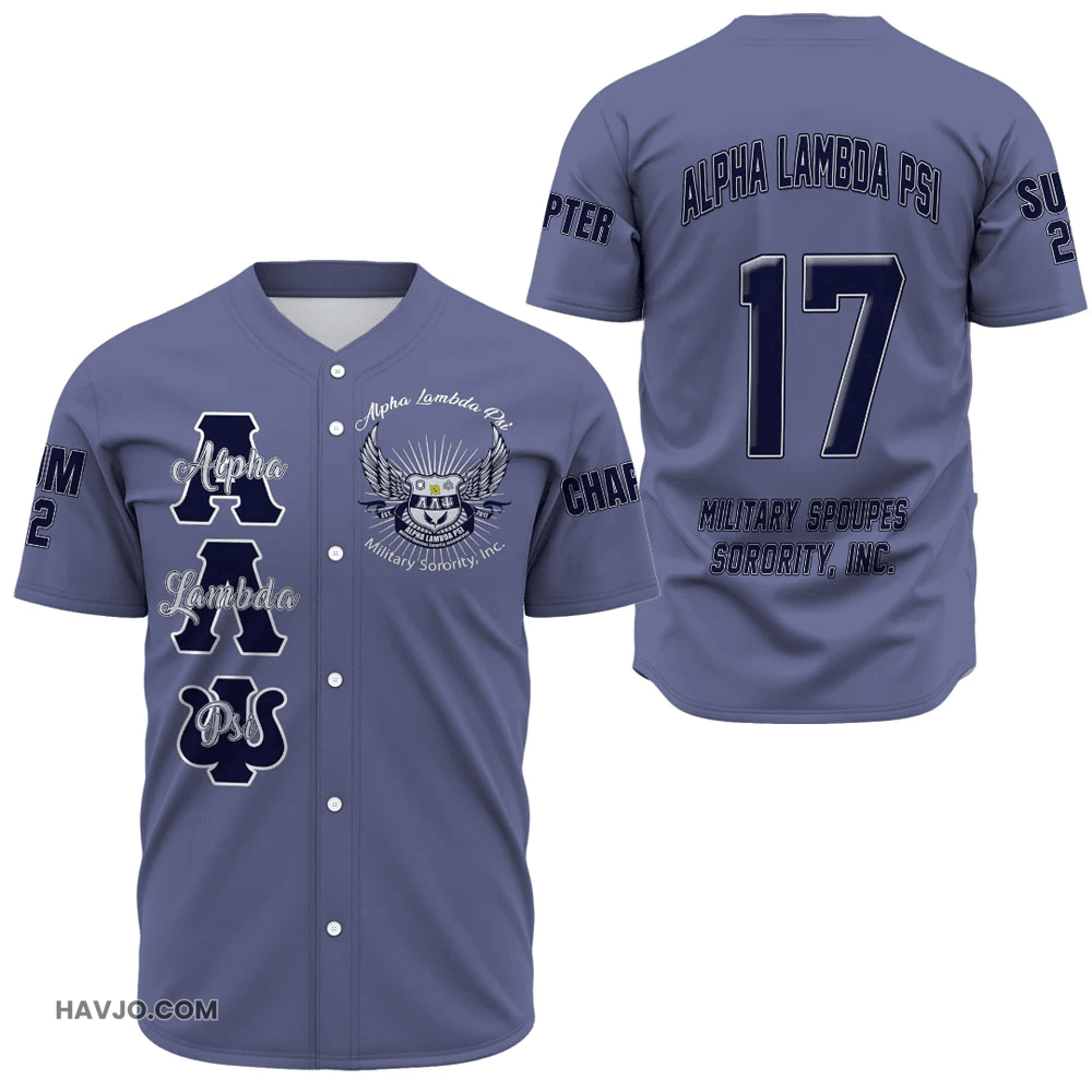 Sorority Personalized Alpha Lambda Psi Spouses Military Baseball Jersey