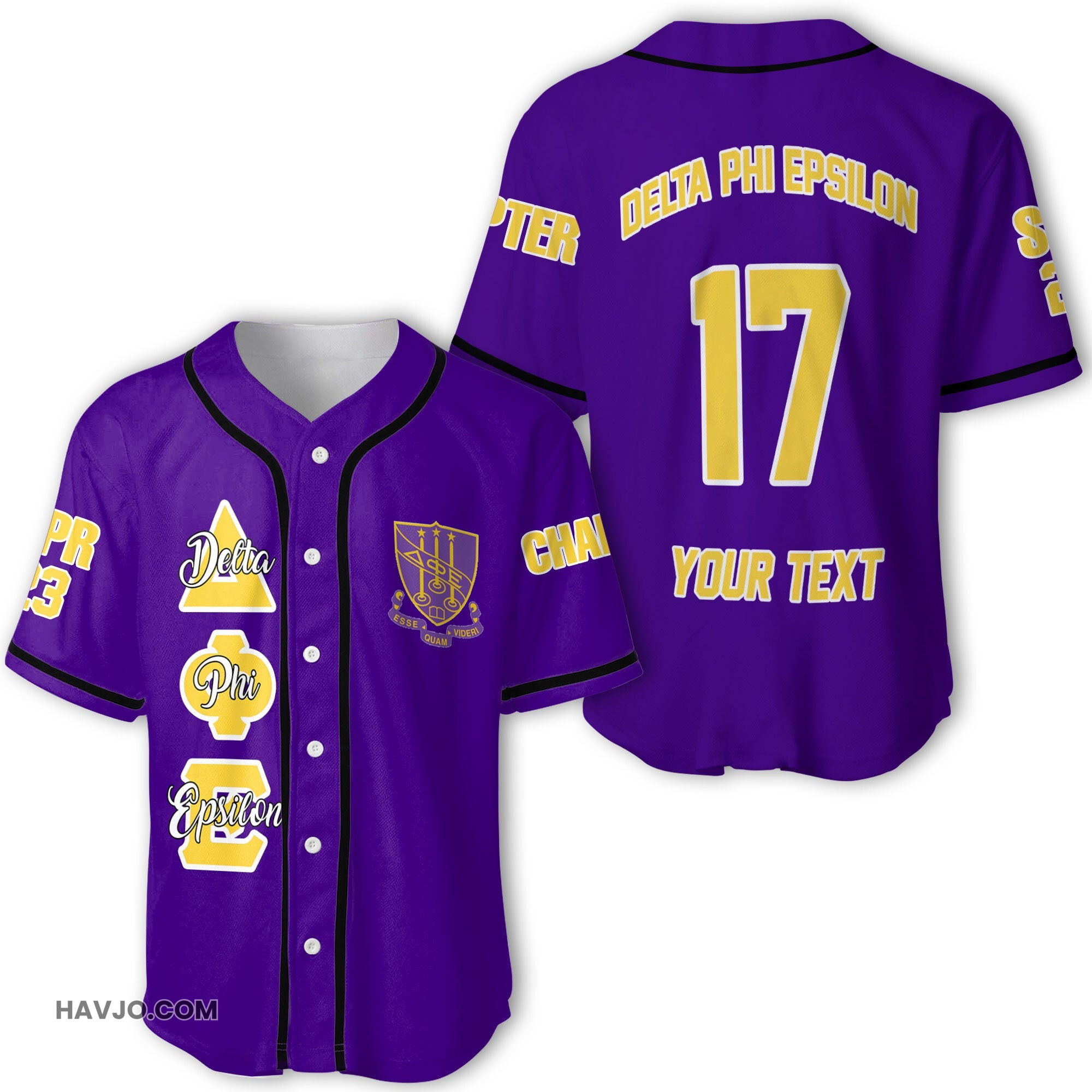 Sorority Personalized Delta Phi Epsilon Original Purple Style Baseball Jersey