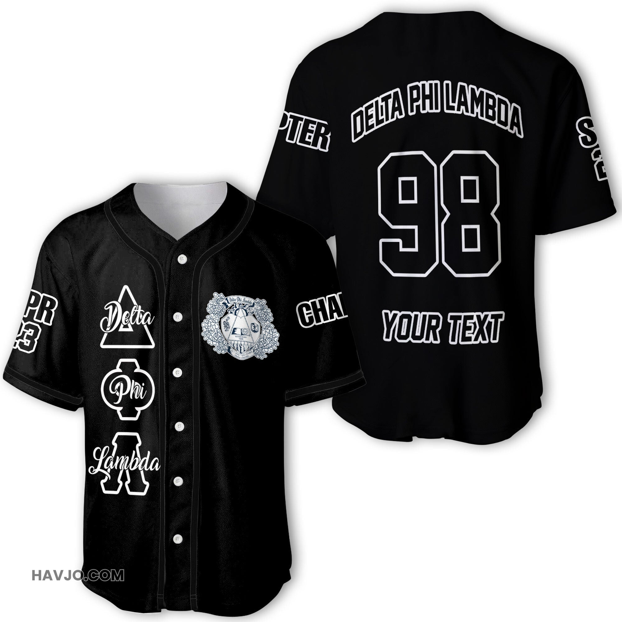 Sorority Personalized Delta Phi Lambda Original Dark Style Baseball Jersey