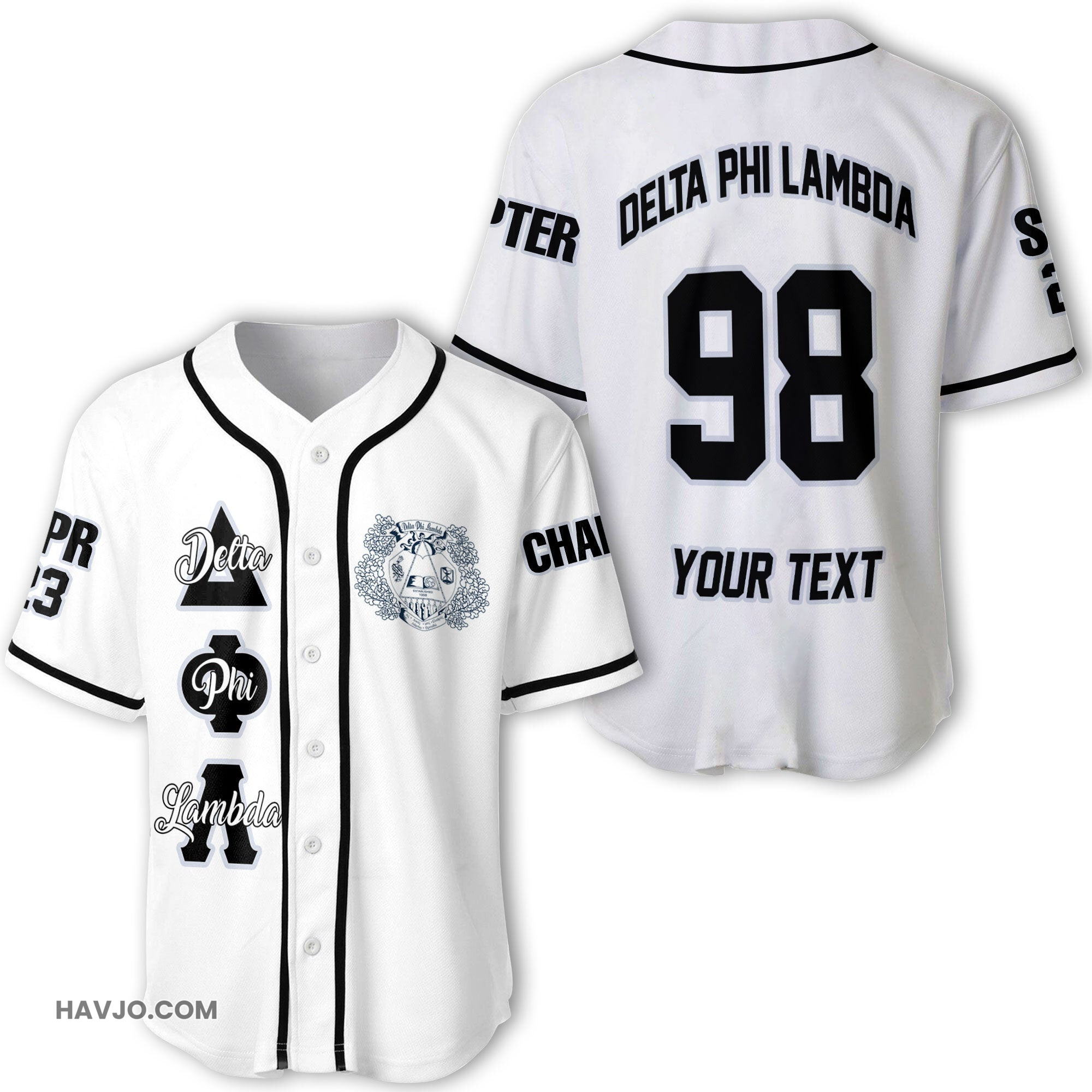 Sorority Personalized Delta Phi Lambda Original White Style Baseball Jersey
