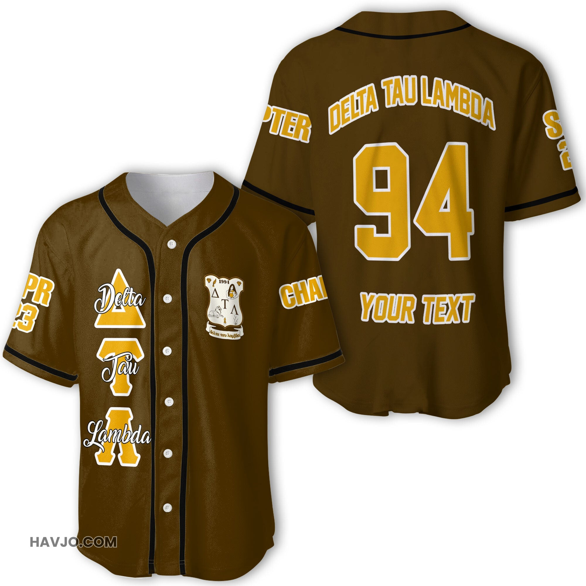 Sorority Personalized Delta Tau Lambda Original Brown Style Baseball Jersey