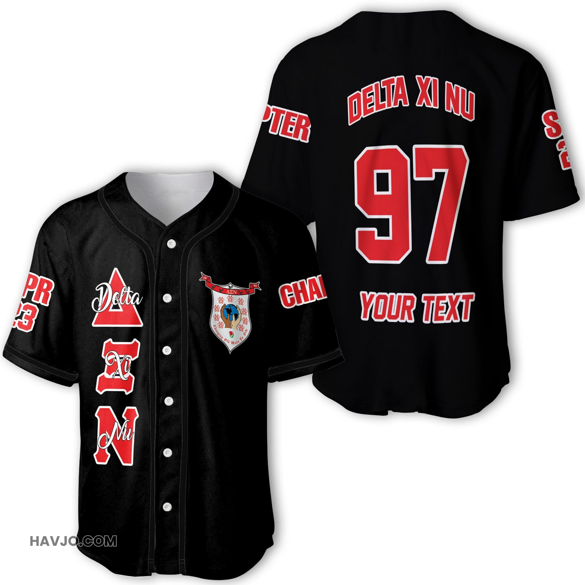 Sorority Personalized Delta Xi Nu Original Dark Style Baseball Jersey