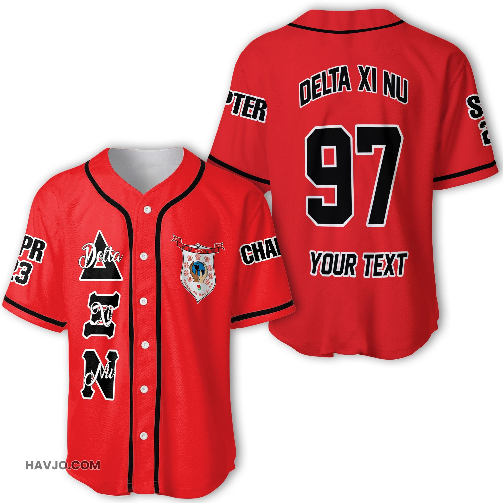 Sorority Personalized Delta Xi Nu Original Red Style Baseball Jersey